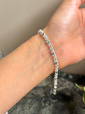 Sterling Silver 925 Chino Link Bracelet with Hearts, pulsera de plata .925