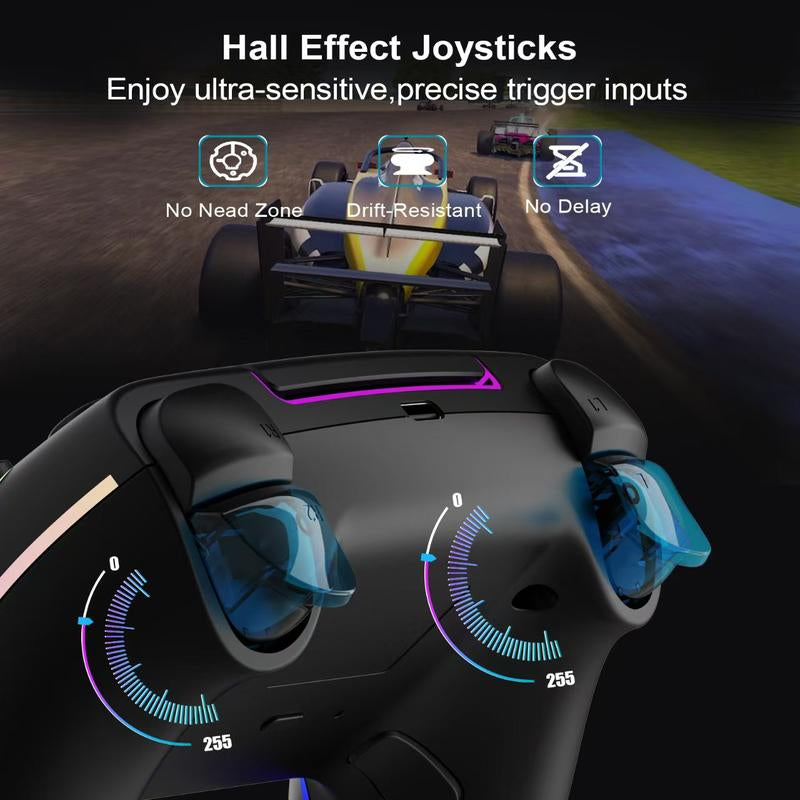 Revolutionary Anti-Stick Drift Wireless Controller for PS5, PC, Mac, Steam Deck & Mobile - Bluetooth 5.0 Gamepad with Hall Effect Sticks, Touchpad, 6-Axis Gyro, Turbo Function, 3.5mm Jack & Charging Cable!