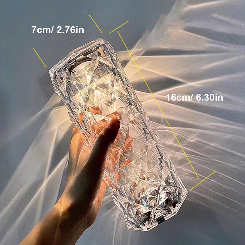 16-Color RGB Crystal Table Lamp with Remote - Touch Sensor Rose Diamond Design & USB Charging Ambient Light