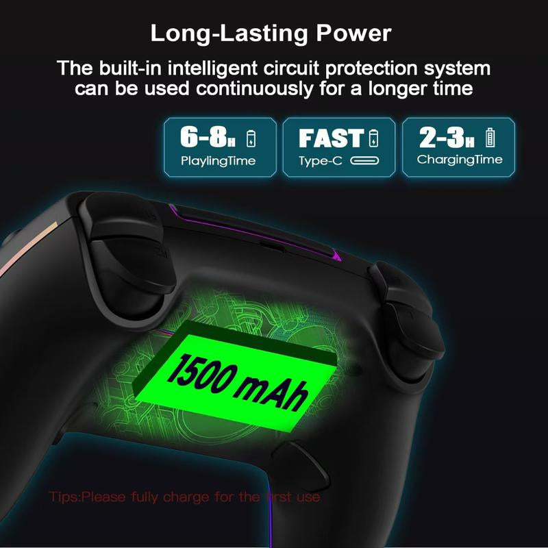 Revolutionary Anti-Stick Drift Wireless Controller for PS5, PC, Mac, Steam Deck & Mobile - Bluetooth 5.0 Gamepad with Hall Effect Sticks, Touchpad, 6-Axis Gyro, Turbo Function, 3.5mm Jack & Charging Cable!